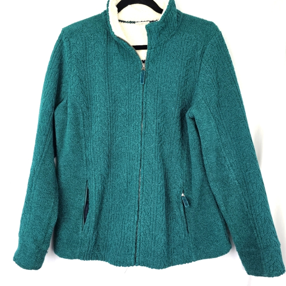 LL Bean Fleece‎ Jacket Dark Green Women's Size Large